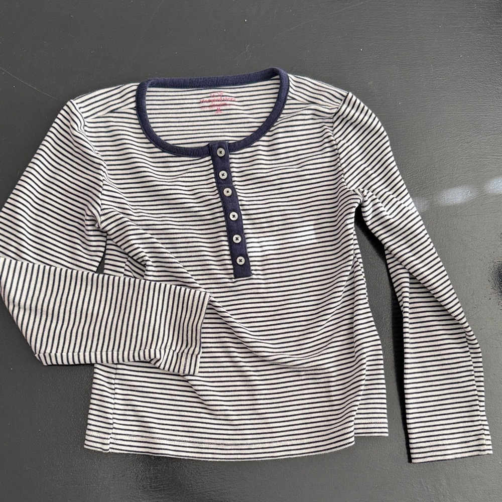 Vineyard Vines Navy and White Striped Long Sleeve Tee